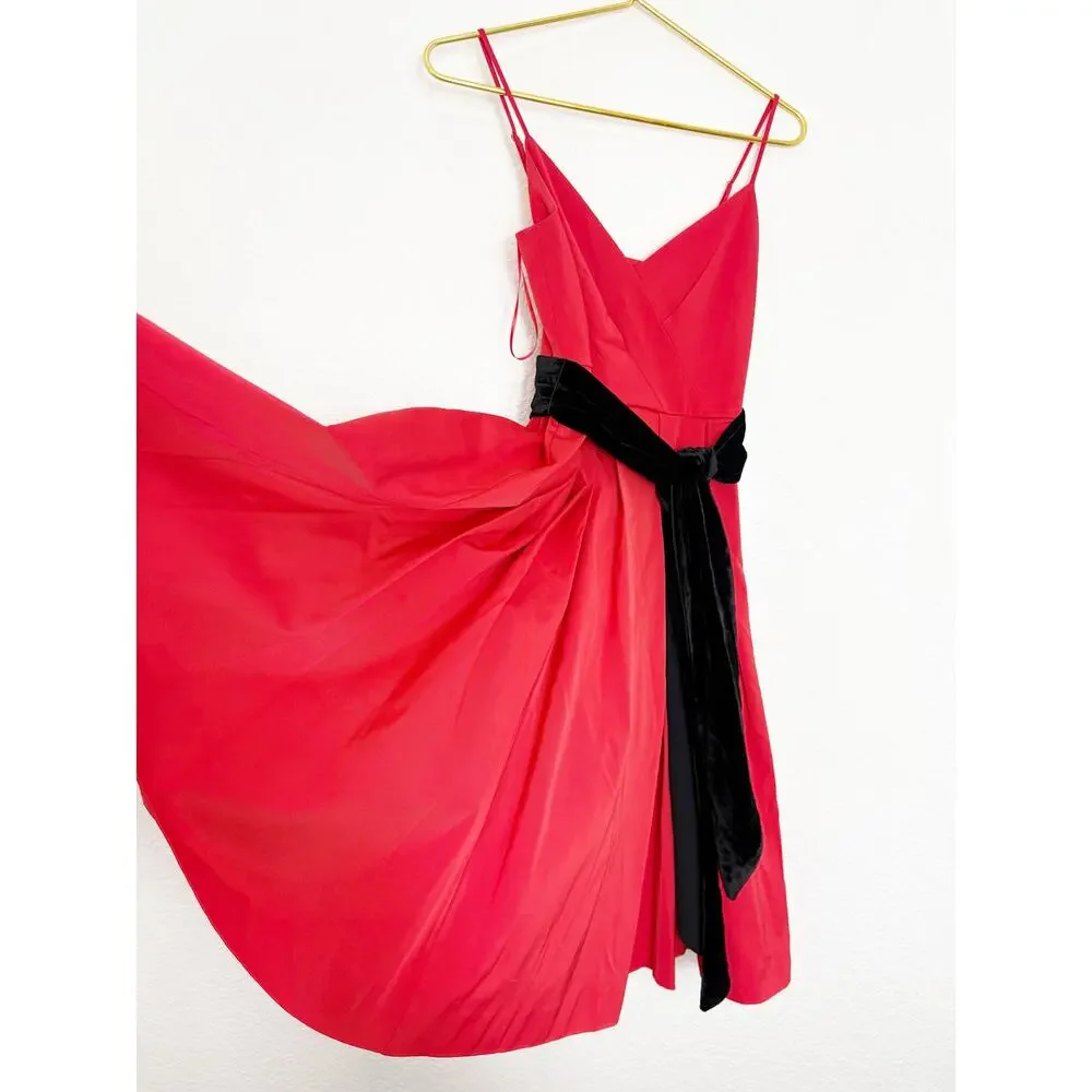 J. crew Red Aline Pleated Cocktail Dress Size 00 Vday Cocktail Wedding